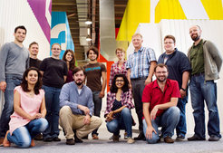 Photoshooting for an article about graphene in the German popular scientific magazine Bild der Wissenschaft: Group picture taken in the measurement hall of the precision lab.