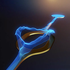 Illustration of an electron wave that has left a contact and now passes a quantum ring.