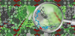 Illustration of a light driven molecular motor embedded in a metal-organic framework.